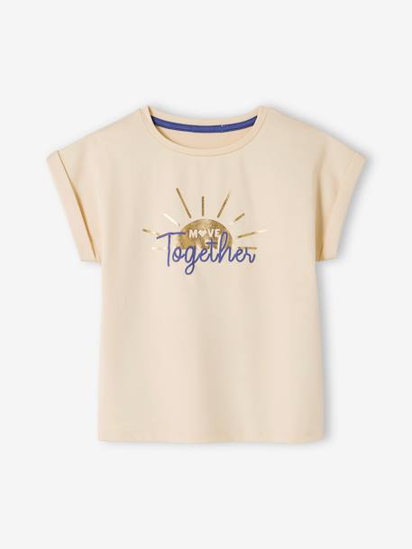 Ensemble de sport t-shirt et corsaire fille motif 'sunrise' irisé écru - vertbaudet enfant 