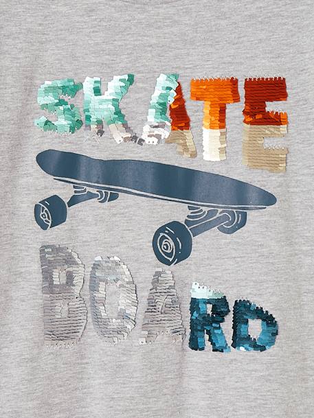 T-shirt à sequins garçon gris chiné - vertbaudet enfant 