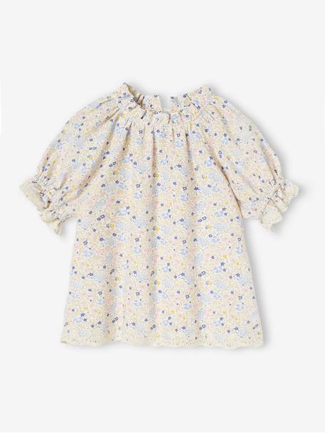 Blouse à fleurs fille détails en broderie anglaise écru - vertbaudet enfant 