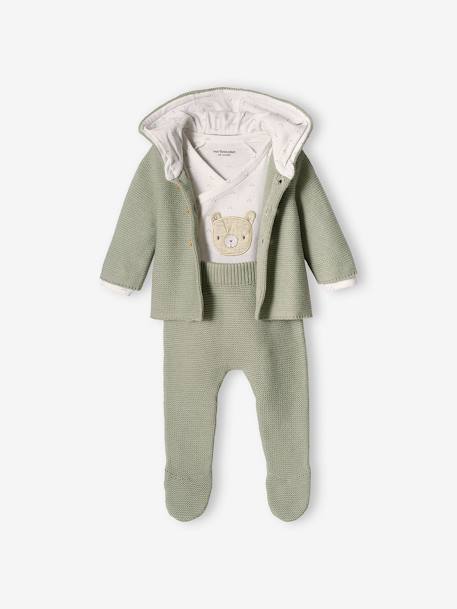 3-delige kraamset in puntschuim blauwgroen+gemêleerd beige - vertbaudet enfant 