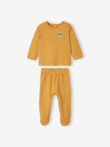 Set van 2 jersey pyjama's jongensbaby mosterdgeel - vertbaudet enfant 