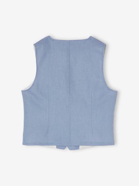 Veste garçon cérémonie sans manches en coton/ lin bleu+marine foncé+vert sauge - vertbaudet enfant 
