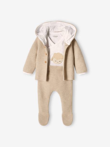 3-delige kraamset in puntschuim blauwgroen+gemêleerd beige - vertbaudet enfant 