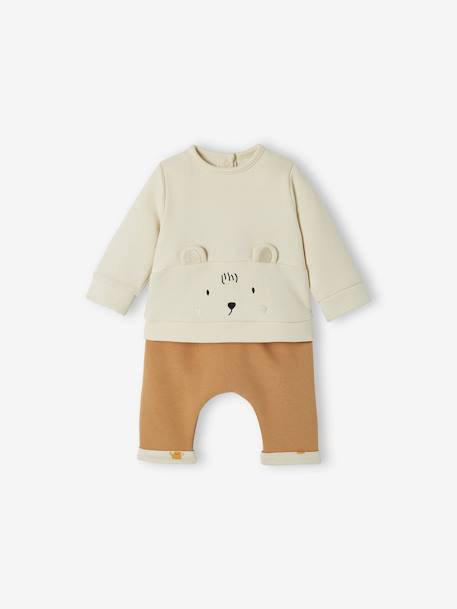 Personaliseerbare set sweater + broek voor baby cappuccino+INKT+NUDE+roze (poederkleur) - vertbaudet enfant 