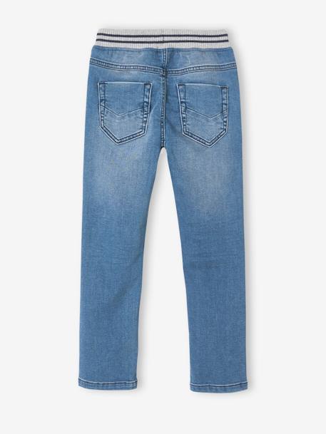 Jean garçon droit facile à enfiler denim effet molleton BRUT FONCE+denim black+denim gris+double stone+STONE MOYEN - vertbaudet enfant 