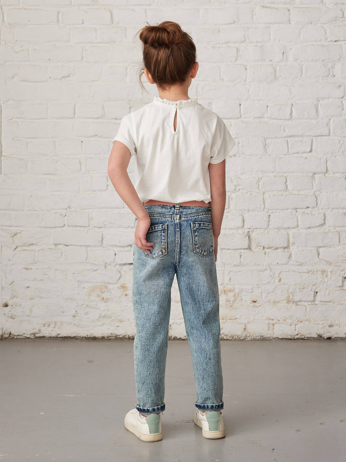 Jean Mom Pour Fille - Coupe Taille Haute, Jambes Larges, 100% Coton, Style Années 90 - 6