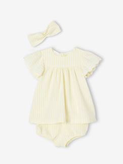 Driedelige set voor baby: jurk + bloomer + haarband  - vertbaudet enfant