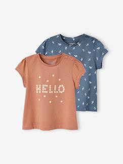 Baby-T-shirt, coltrui-T-shirt-Set van 2 T-shirts voor baby, met korte mouwen