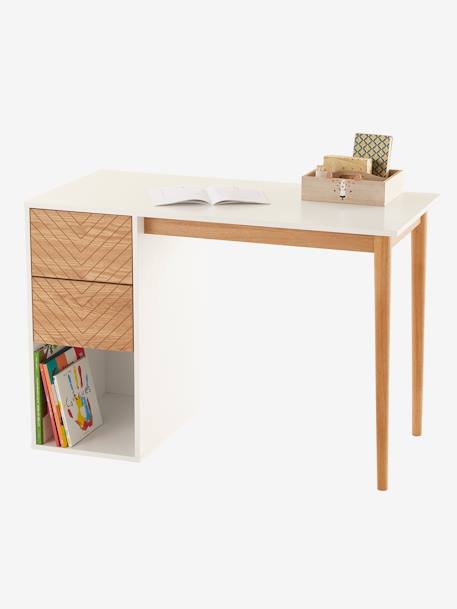 Bureau enfant CHEVRONS blanc/bois - vertbaudet enfant 