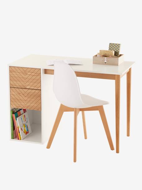 Bureau enfant CHEVRONS blanc/bois - vertbaudet enfant 