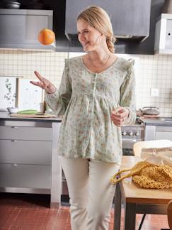 Vêtements de grossesse-Chemisier, tunique-Blouse de grossesse et d'allaitement gaze de coton