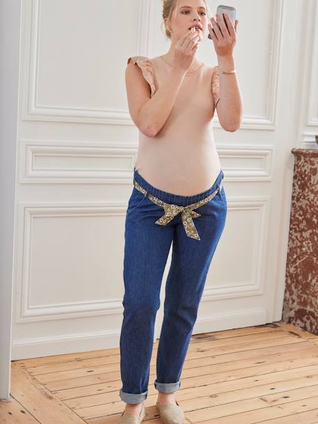 T-shirt bi-matière de grossesse beige poudré - vertbaudet enfant 