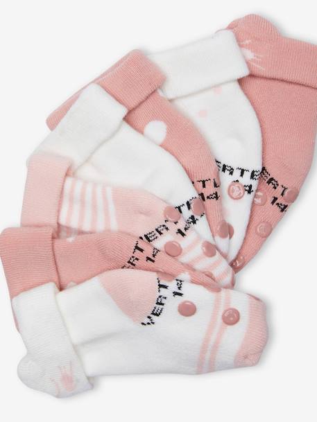 Set van 7 paar sokjes voor meisjesbaby's met kat. rozen - vertbaudet enfant 