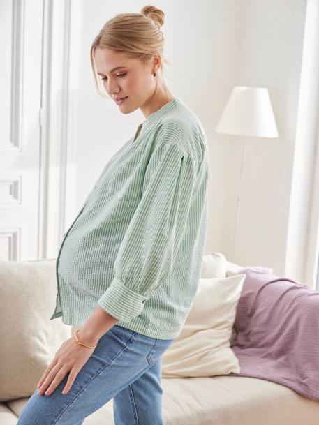 Nachtjapon voor zwangerschap en borstvoeding van popeline mintgroen - vertbaudet enfant 