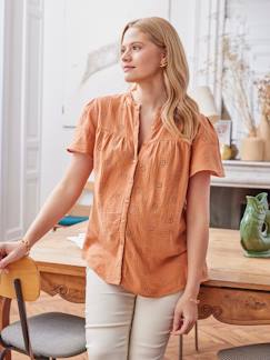 -Blouse gaze de coton brodé grossesse et allaitement