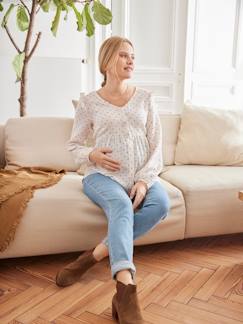 Zwangerschapskleding-Borstvoeding-Zwangerschaps- en borstvoedingsblouse met stippenprint
