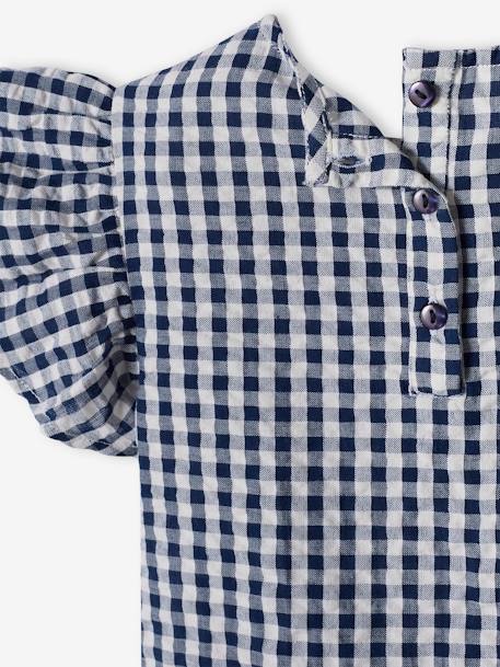 Blouse volantée à carreaux vichy fille carreaux marine - vertbaudet enfant 