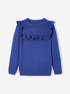 Meisje-Trui, vest, sweater-Trui-Trui met ruches en opengewerkt detail voor meisjes