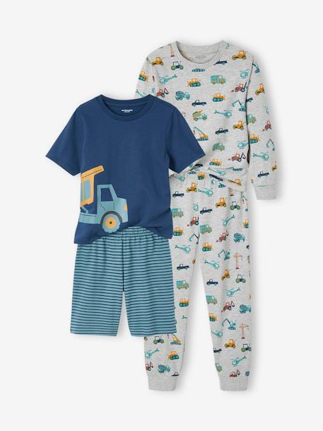 Lot pyjama + pyjashort 'chantier' garçon gris chiné - vertbaudet enfant 