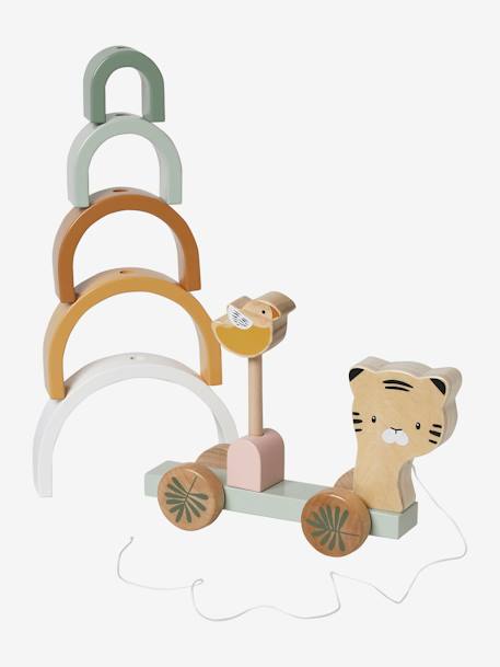 Jouet à empiler et à tirer tigre en bois FSC® vert - vertbaudet enfant 