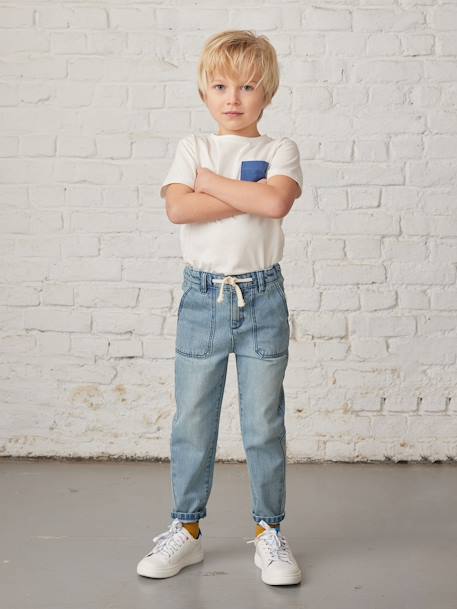 grijnzend korting Christian Rechte losse jeans met patch effect voor jongens - gebleekt denim, Jongens