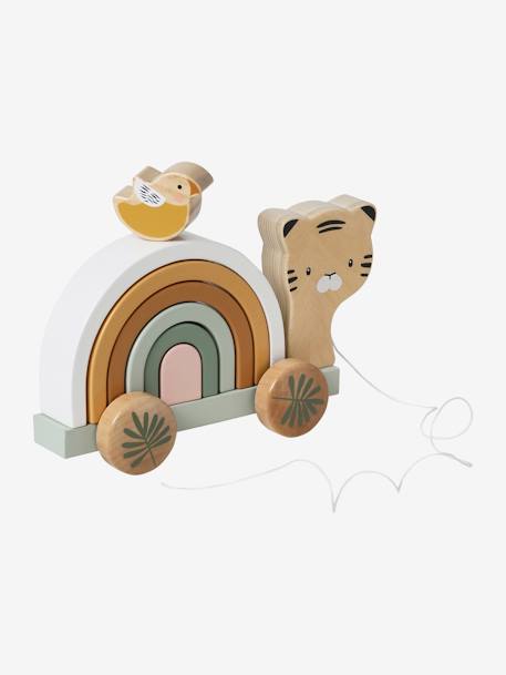 Jouet à empiler et à tirer tigre en bois FSC® vert - vertbaudet enfant 