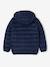 Licht donsjack met capuchon voor jongens met gerecyclede polyester vulling COGNAC+marineblauw - vertbaudet enfant 