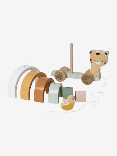 Jouet à empiler et à tirer tigre en bois FSC® vert - vertbaudet enfant 