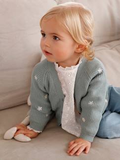 Baby-Trui, vest, sweater-Vest-Babyvestje met borduursel en V-hals van Engels ribbreisel