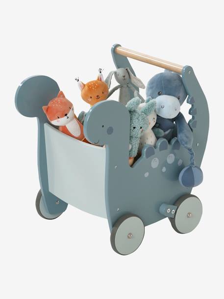Chariot de marche Dinosaure en bois FSC® bleu - vertbaudet enfant 