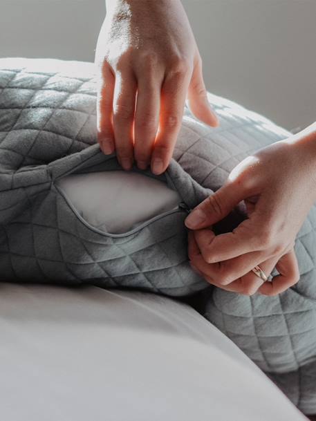 Kraam- en borstvoedingskussen BEABA Big Flopsy beige+bruin, bedrukt+cacao+Gechineerd grijs+grijs, bedrukt+groen+rood - vertbaudet enfant 