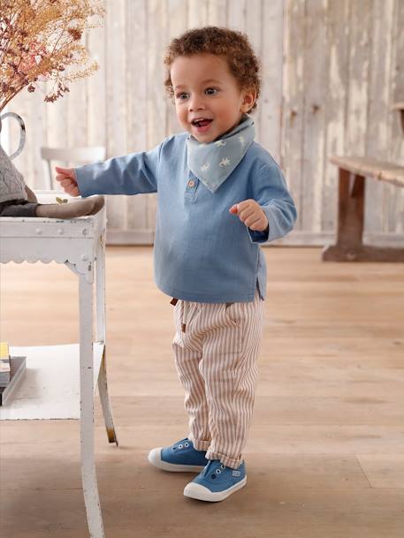 Elastische stoffen babysneakers jeansblauw - vertbaudet enfant 