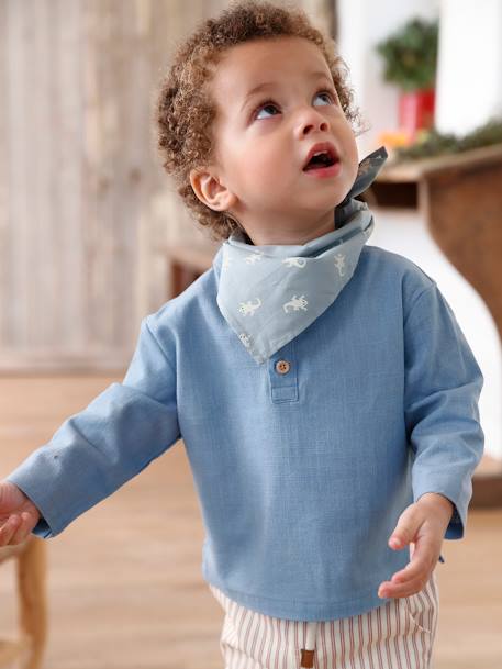 3-delige baby met shirt + broek + bandana - hemelsblauw, Baby