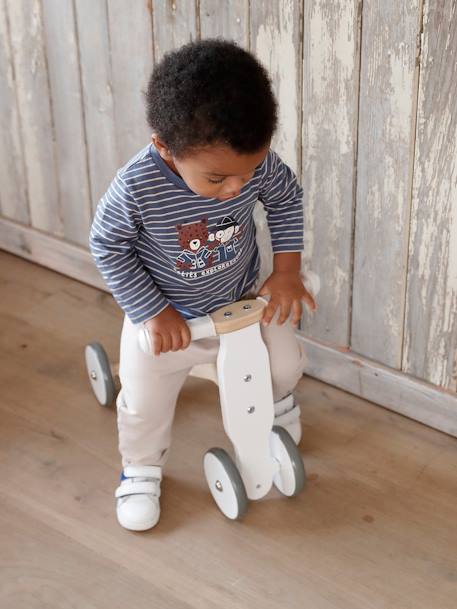 Ensemble bébé tee-shirt et pantalon en molleton indigo+rayé / caramel - vertbaudet enfant 