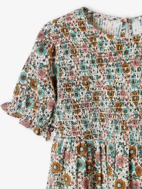 Robe Fille Smockée MINX à Motifs Fleurs - Taille 4 Ans (âge) - 100% Coton Sans Manches - Neuf Sans étiquette