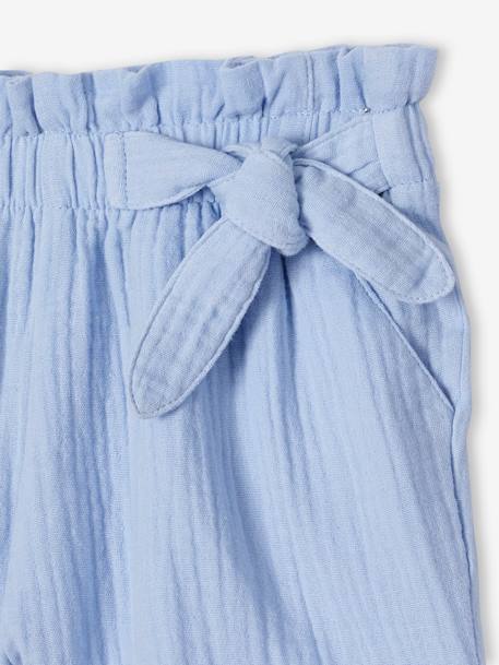 Short en gaze de coton style 'paperbag' fille bleu pâle+corail+jaune pâle+vanille+vert amande - vertbaudet enfant 