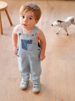 Baby-Salopette, jumpsuit-Denim babysalopette met contrasterende zakken