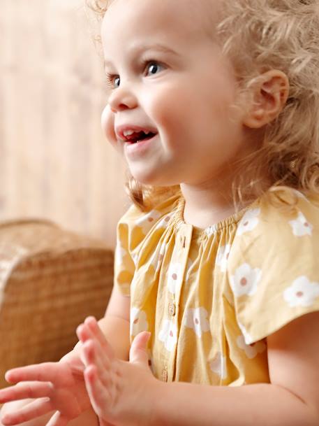 Blouse bébé manches papillon bleu pâle+jaune pâle - vertbaudet enfant 