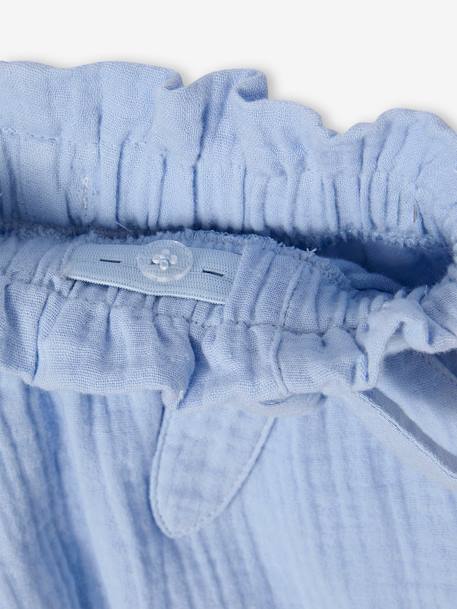 Short en gaze de coton style 'paperbag' fille bleu pâle+corail+jaune pâle+vanille+vert amande - vertbaudet enfant 