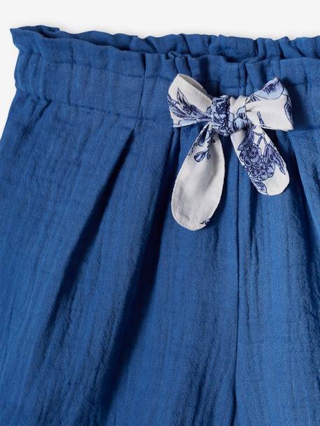 Short cérémonie en gaze de coton finitions écailles fille bleu+bleu imprimé+corail+rose nude - vertbaudet enfant 