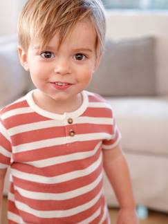 Gestreept baby-T-shirt met korte mouwen in honinggraatstof  - vertbaudet enfant