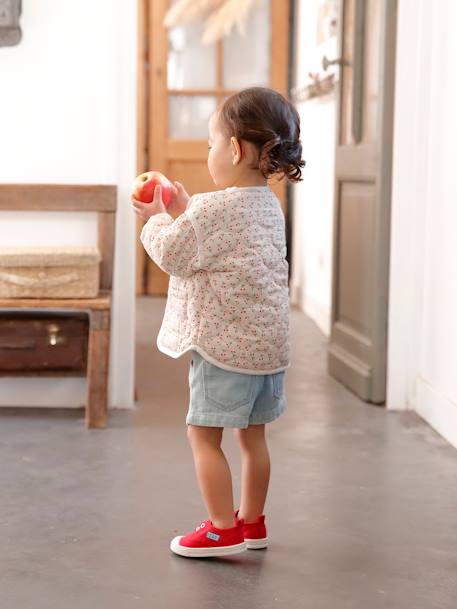 Short bébé fille paperbag avec ceinture imprimée denim bleached - vertbaudet enfant 