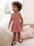 Robe bébé en gaze de coton bretelles à volants vieux rose - vertbaudet enfant 