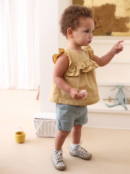 Short met elastische taille voor baby's celadongroen+klei - vertbaudet enfant 