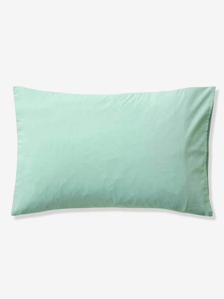 Parure housse de couette enfant et taie d'oreiller en gaze de coton bleu+rose+vert émeraude - vertbaudet enfant 