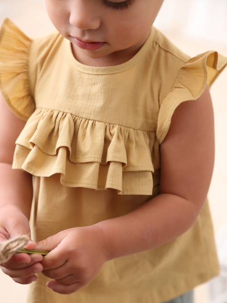 Blouse bébé à volants jaune pâle - vertbaudet enfant 