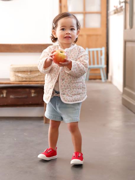 Paperbag short met riem voor baby gebleekt denim - vertbaudet enfant 
