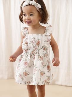 Baby-Babyset-Driedelige set voor baby: jurk + bloomer + bijpassende haarband