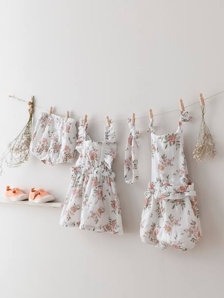 Driedelige set voor baby: jurk + bloomer + bijpassende haarband wit - vertbaudet enfant 