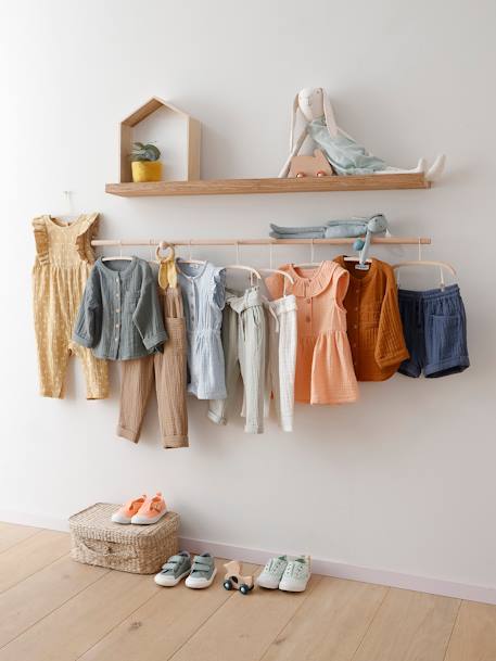 Pantalon bébé fille en gaze de coton écru+vieux rose - vertbaudet enfant 